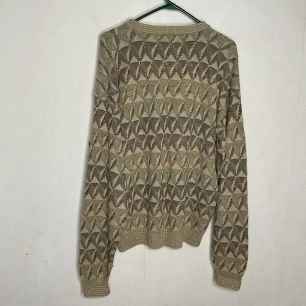 VTG 90s TSA Abstract Geometric CrewNeck Sweater Men‎ Size Large(Runs 2XL) Gray